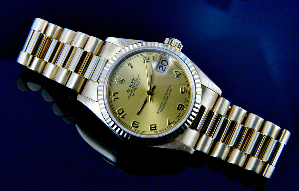 Rolex Datejust 31mm President 68278 18K Gold Champagne Arabic Dial