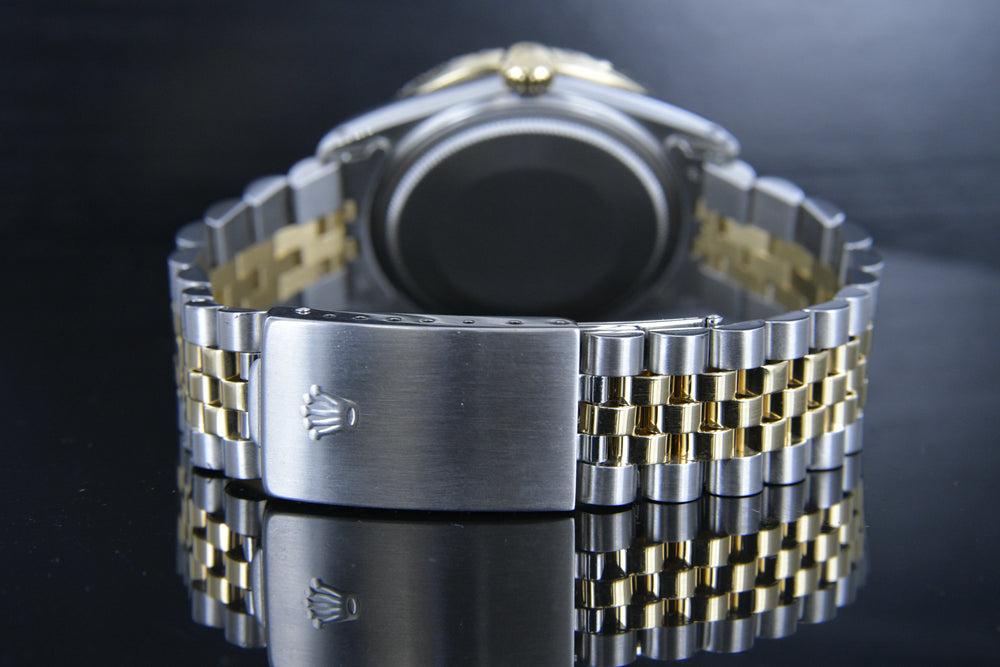Rolex Datejust 36mm 18k Gold & Steel w/ Black Mother of Pearl Diamond Dial 1601