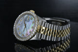 Rolex Datejust 36mm 18k Gold & Steel w/ Black Mother of Pearl Diamond Dial 1601